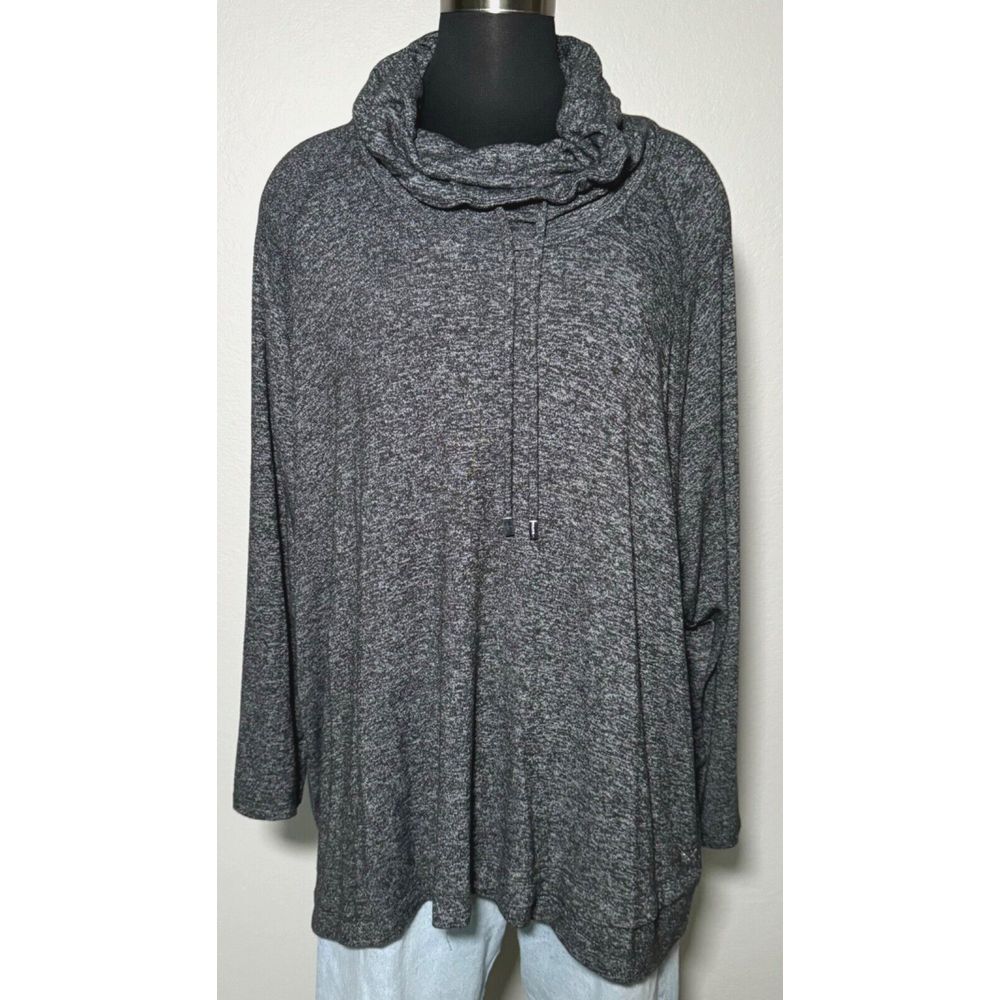 CALVIN KLEIN Cowl Neck Knit Sweater Women Size 2X Black Crossover Performance